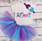 Mermaid First Birthday Tutu One Romper.